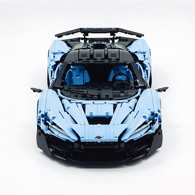 MOC Technic Supercar Building Blocks Set, 1:8 Scale Electroplated Pink Blue Static Race Car Model Kit, 4200+ PCS Adult Collectible Building Bricks , Steering & Magnetic Swan Door, Paper Manual Included