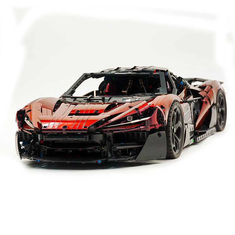 MOC Technic Supercar Building Blocks Set, 1:8 Scale Chameleon Black-Red Static Race Car Model Kit, 4200+ PCS Adult Collectible Building Bricks , Steering & Magnetic Swan Door, Paper Manual Included
