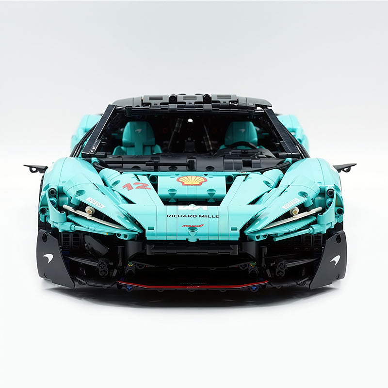 Technic McLaren W1 Gradient Tiffany Blue Painted Supercar Building Blocks Kit, 1:8 Scale Static Race Car Model, 4200+ PCS Adult Collectible Building Set with Paper Instruction Manual