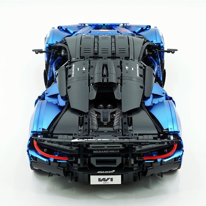 MOC Technic Supercar Building Blocks Set, 1:8 Scale Electroplated Electric Blue Static Race Car Model Kit, 4200+ PCS Adult Collectible Building Bricks , Steering & Magnetic Swan Door, Paper Manual Included