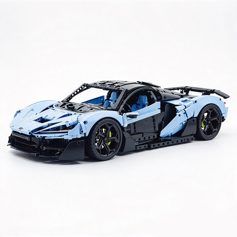 MOC Technic Supercar Building Blocks Set, 1:8 Scale Electroplated Pink Blue Static Race Car Model Kit, 4200+ PCS Adult Collectible Building Bricks , Steering & Magnetic Swan Door, Paper Manual Included