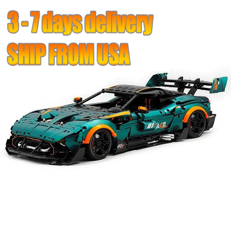 GULY-10647 1:8 Sports Car Aston Martin Vulcan Chrome Version Building Block Set 3794pcs Adult Collector Collectible Model Kit
