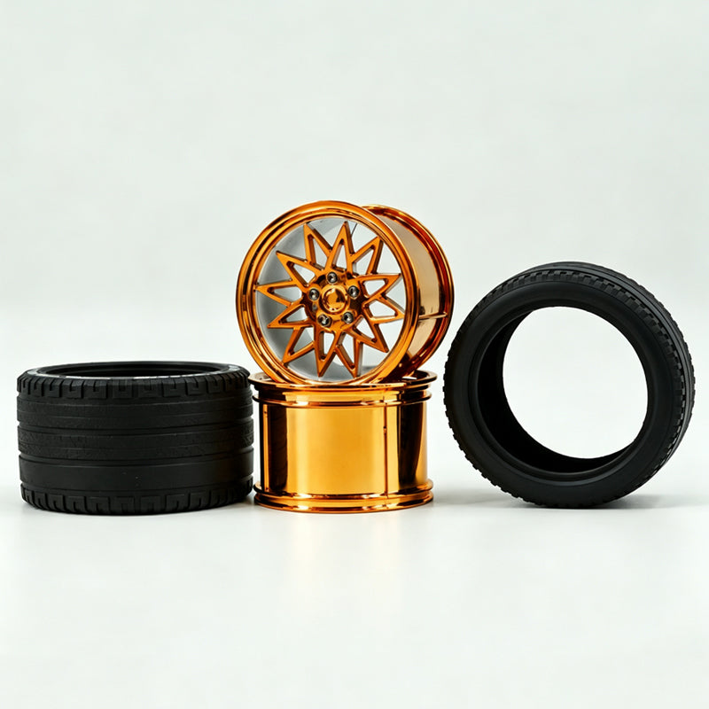 GULY 2# Wheel Rims, 6.6cm OD 4.4cm Width, 1:8 Scale Building Block Rims, Compatible with Technic 42115 42083 Car Model, MOC Replacement Parts, 5 Colors Available, Rims Only or Rims with Tires Option