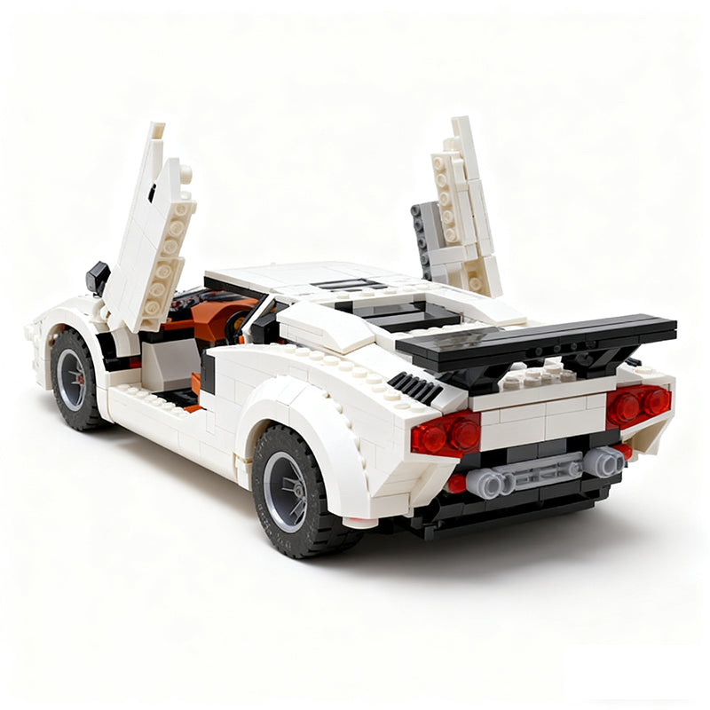White Supercar compatible with 10295 building blocks