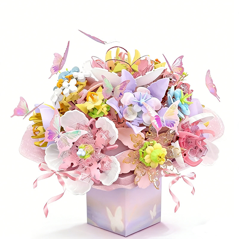 Flower Island Butterfly Bouquet Building Blocks Collectible Display-worthy