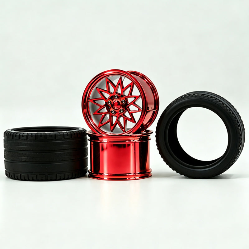 GULY 2# Wheel Rims, 6.6cm OD 4.4cm Width, 1:8 Scale Building Block Rims, Compatible with Technic 42115 42083 Car Model, MOC Replacement Parts, 5 Colors Available, Rims Only or Rims with Tires Option