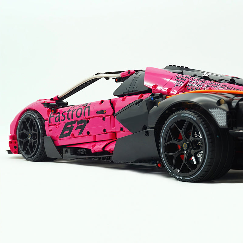 TGL-SCV12 1:8 Sports Car Lamborghini Custom Pink Building Block Set 4100pcs Adult Collector Collectible Model Kit