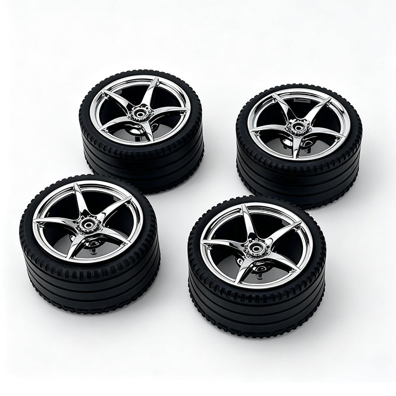MOC Building Block 6# Wheel Rims 6.5cm Outer Diameter 4.4cm Width, 1:8 Scale Technic Car Replacement Parts Compatible with 42115 42083, 6 Colors, Rims Only or Rims + Tires Combo