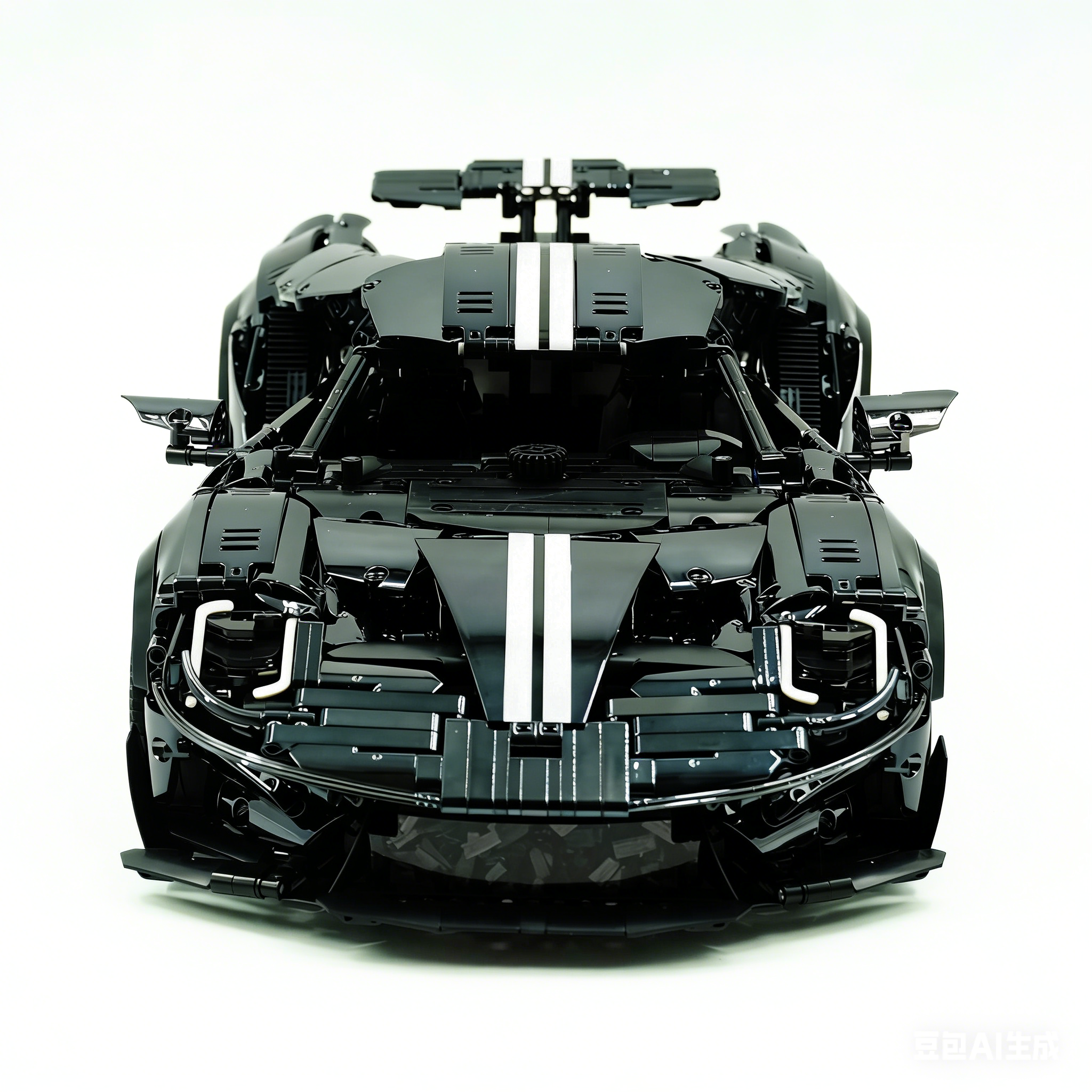 TGL-T5042 1:8 Sports Car Ford GT Custom Electroplated Black Building Block Set 3056pcs Adult Collector Collectible Model Kit