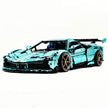 GULY-10623 1:8 Sports Car Italian Electroplated Tiffany Blue Building Block Set 3981pcs Adult Collector Collectible Model Kit
