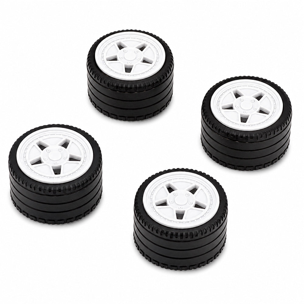 F40 Custom Wheel Rims, 1:8 Scale Building Block Wheels, Size 4.4cm x 6.5cm, Compatible with Technic 42115 42083 MOC Car Model, 4 Colors Available White/Black/Silver/Gold, Building Bricks Modification Accessories