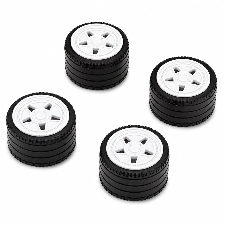 F40 Custom Wheel Rims, 1:8 Scale Building Block Wheels, Size 4.4cm x 6.5cm, Compatible with Technic 42115 42083 MOC Car Model, 4 Colors Available White/Black/Silver/Gold, Building Bricks Modification Accessories
