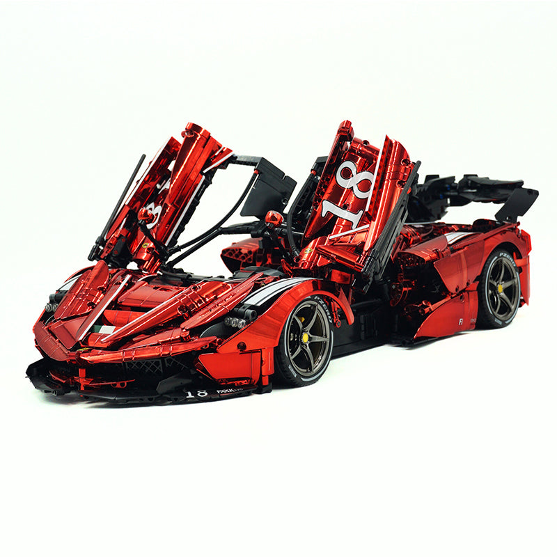 CADA-C61505 1:8 Sports Car LaFerrari Custom Electroplating Red Building Block Set 4739pcs Adult Collector Collectible Model Kit