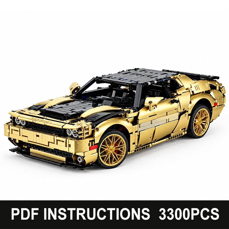MOC-152910 1:8 Scale Muscle Car Building Blocks Model, 3300 PCS Technic Static Vehicle Building Bricks Set, Adult Collectible Construction Toy Gift with PDF Instruction