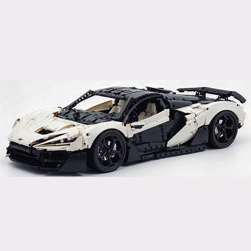 MOC Technic Supercar Building Blocks Set, 1:8 Scale White Static Race Car Model Kit, 4200+ PCS Adult Collectible Building Bricks, Steering, Gearbox & Magnetic Swan Door Functions
