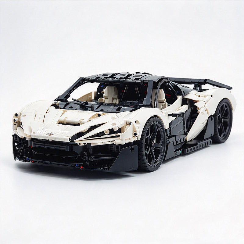 MOC Technic Supercar Building Blocks Set, 1:8 Scale White Static Race Car Model Kit, 4200+ PCS Adult Collectible Building Bricks, Steering, Gearbox & Magnetic Swan Door Functions