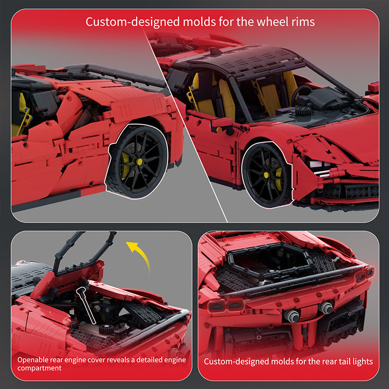 JIESTAR 66303 MOC SF90-Inspired Sports Car Model Kit  | 3797 Pieces Ultimate Sports Car Building Blocks Bricks