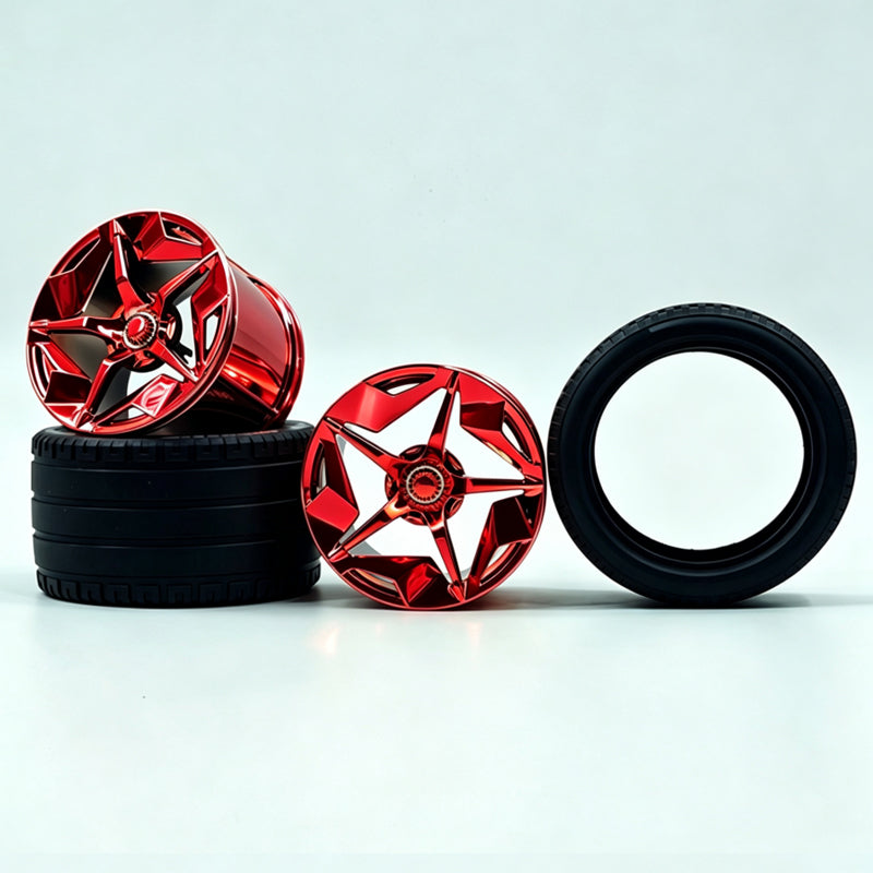 GULY 3# Wheel Rims, 6.6cm OD 4.4cm Width, 1:8 Scale Building Block Rims, Compatible with Technic 42115 42083 Car Model, MOC Replacement Parts, 5 Colors Available, Rims Only or Rims with Tires Option
