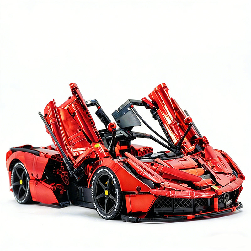 CADA-C61505 1:8 Sports Car LaFerrari Electroplating Red Building Block Set 4739pcs Adult Collector Collectible Model Kit