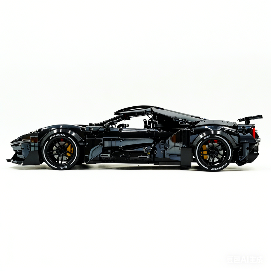 TGL-T5042 1:8 Sports Car Ford GT Custom Electroplated Black Building Block Set 3056pcs Adult Collector Collectible Model Kit