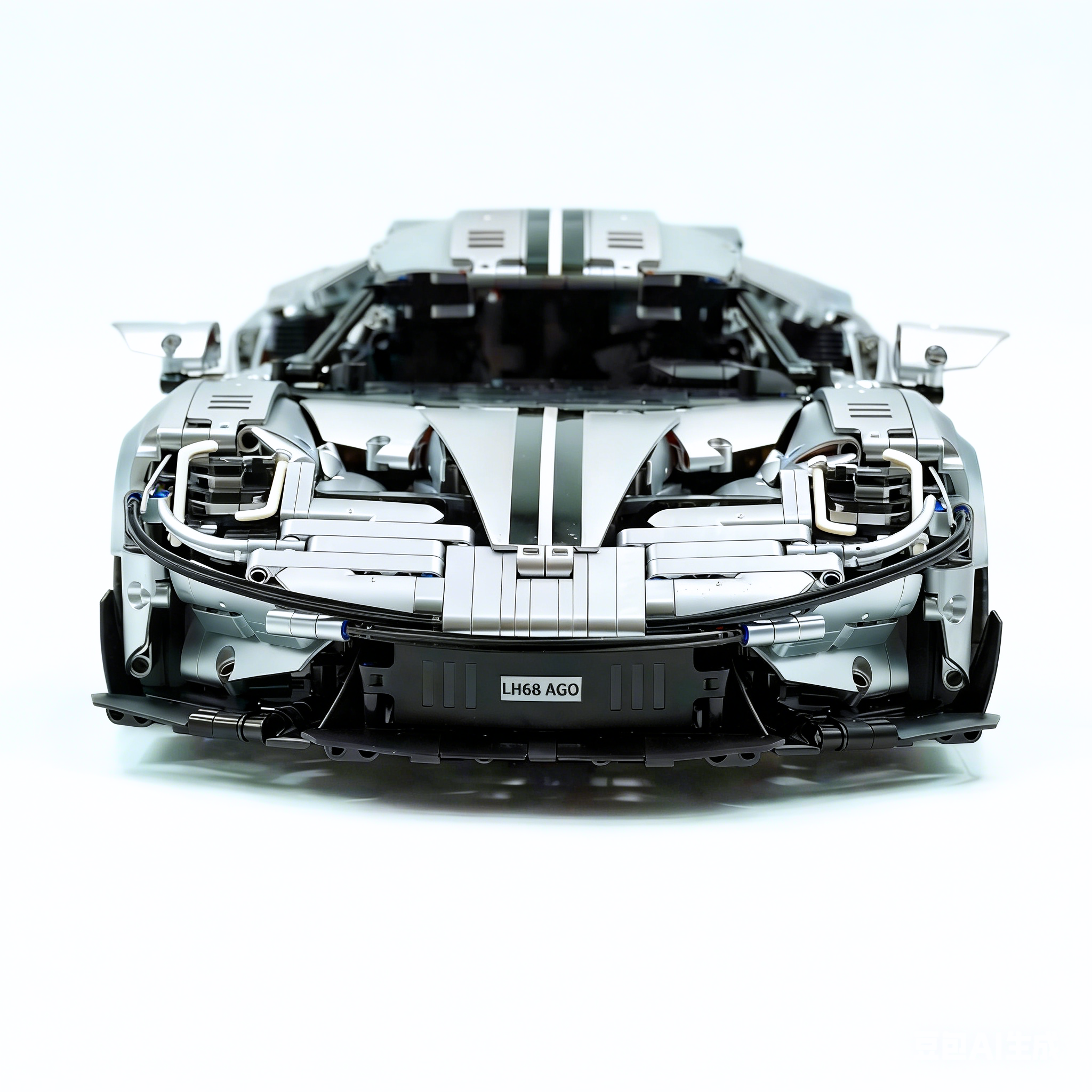 TGL-T5042 1:8 Sports Car Ford GT Custom Electroplated Silver Building Block Set 3056pcs Adult Collector Collectible Model Kit
