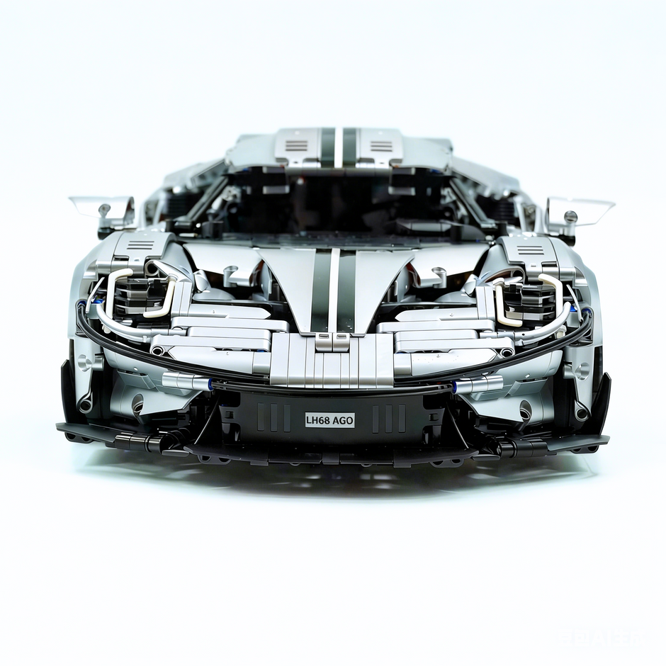 TGL-T5042 1:8 Sports Car Ford GT Custom Electroplated Silver Building Block Set 3056pcs Adult Collector Collectible Model Kit