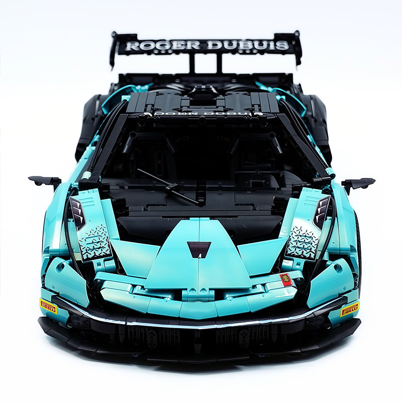 TGL-SCV12 1:8 Sports Car Lamborghini Custom Bule Building Block Set 4100pcs Adult Collector Collectible Model Kit