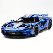TGL-T5042 1:8 Sports Car Ford GT Custom Painted Blue Building Block Set 3056pcs Adult Collector Collectible Model Kit