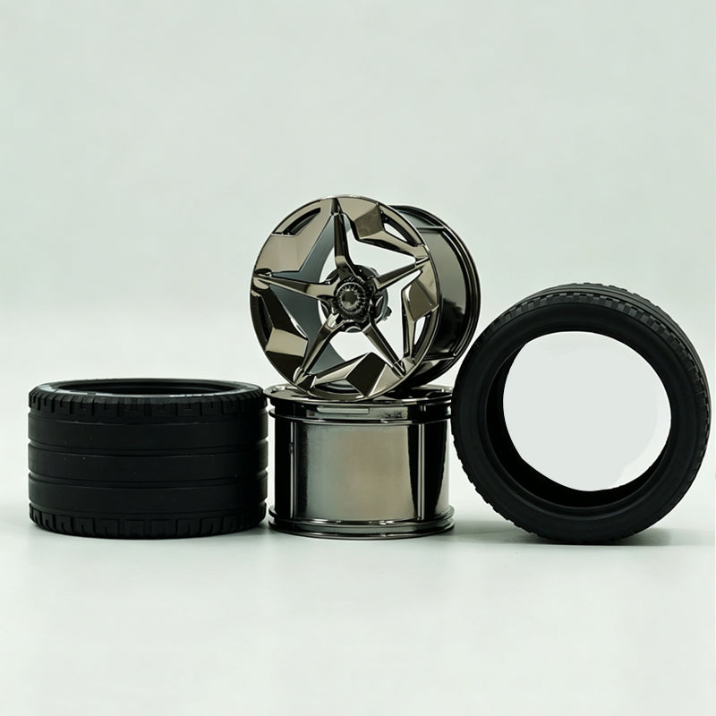 GULY 3# Wheel Rims, 6.6cm OD 4.4cm Width, 1:8 Scale Building Block Rims, Compatible with Technic 42115 42083 Car Model, MOC Replacement Parts, 5 Colors Available, Rims Only or Rims with Tires Option