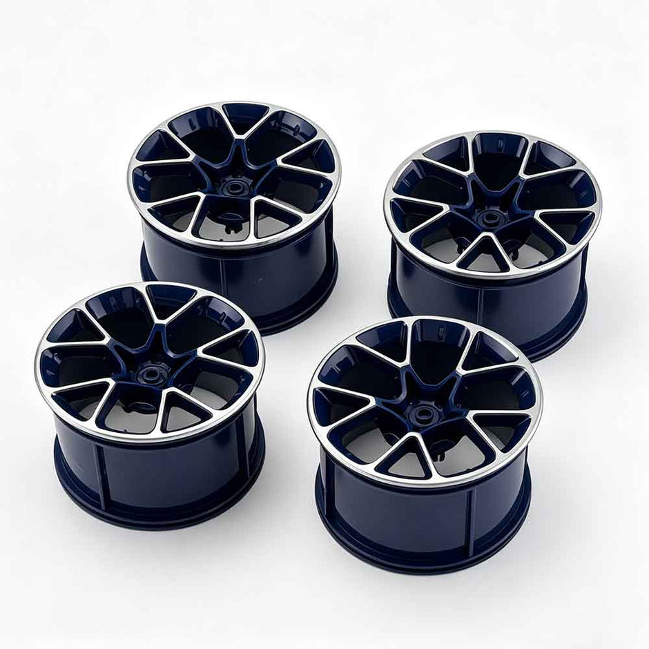 35187 1:8 Scale Building Block Wheel Rims, Size 6.5cm x 4.4cm, 4 Colors Available Black-Gold, Silver, Blue-White, Black, Compatible with Technic 42115 42083 MOC Car Model, Building Brick Modification Upgrade Parts