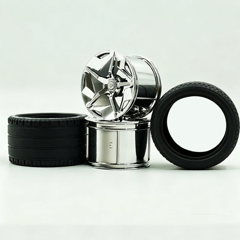 GULY 3# Wheel Rims, 6.6cm OD 4.4cm Width, 1:8 Scale Building Block Rims, Compatible with Technic 42115 42083 Car Model, MOC Replacement Parts, 5 Colors Available, Rims Only or Rims with Tires Option
