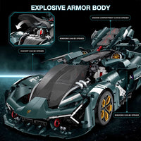Dark Green Concept Supercar Model Building Blocks 3465pcs