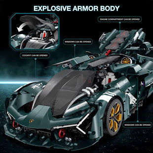 Dark Green Concept Supercar Model Building Blocks 3465pcs