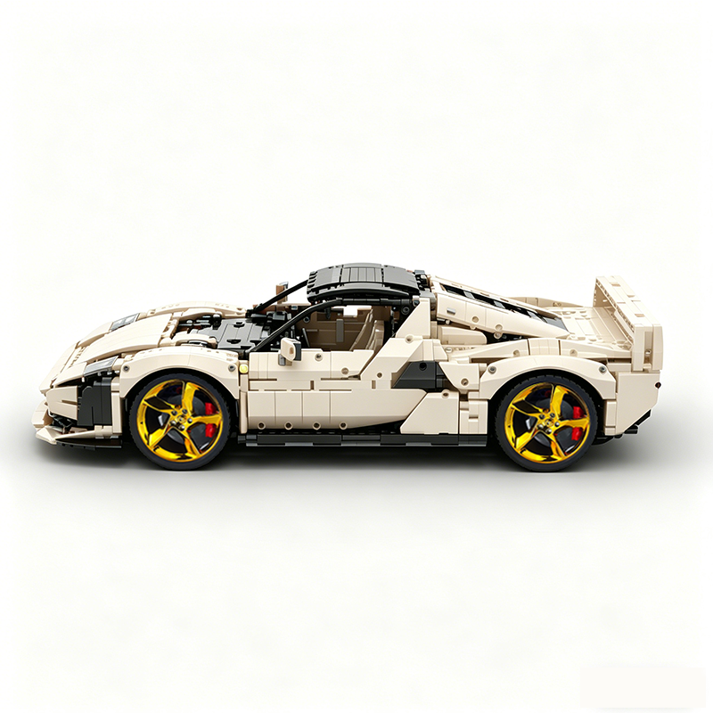 MOC-261024 1:8 Sports Car Ferrarl SC40 Building Block Set 2898pcs Collectible Model Kit with Custom Wheels