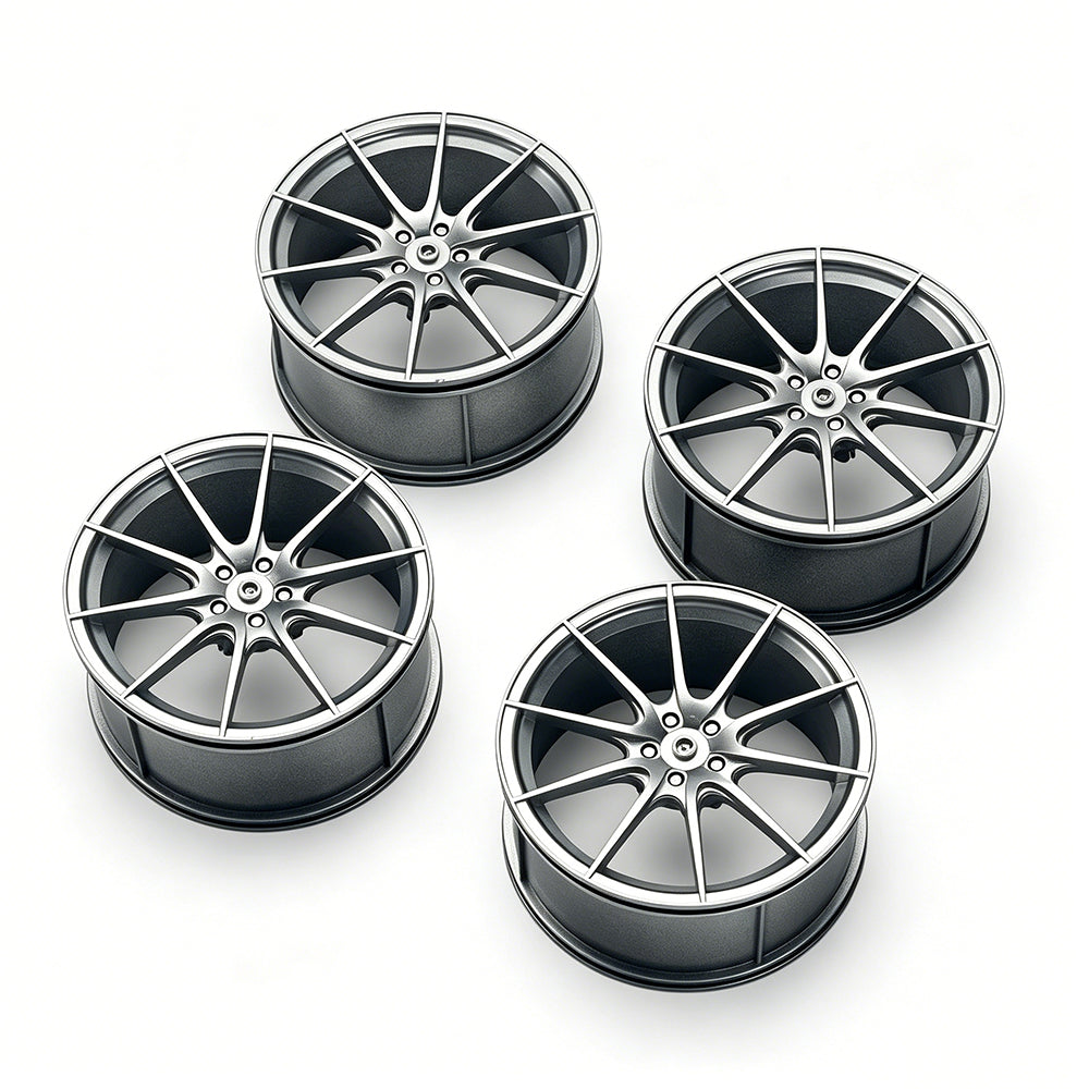 P1 1:8 Scale Building Block Wheel Rims, Size 7.5cm x 4cm, 7 Colors Available Gunmetal, Silver, Black, Red, Orange, Gold, Electroplated Gold, Compatible with Technic 42172 42143 42232 MOC Car Model, Building Brick Modification Upgrade Parts