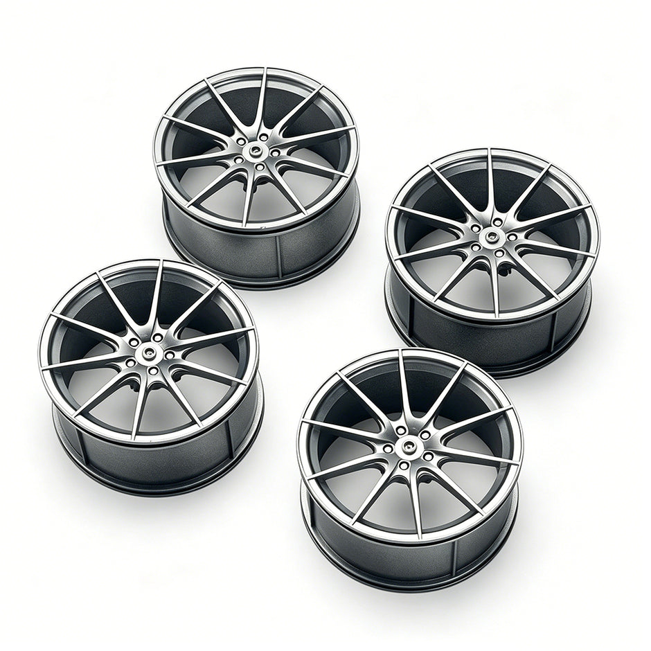 P1 1:8 Scale Building Block Wheel Rims, Size 7.5cm x 4cm, 7 Colors Available Gunmetal, Silver, Black, Red, Orange, Gold, Electroplated Gold, Compatible with Technic 42172 42143 42232 MOC Car Model, Building Brick Modification Upgrade Parts