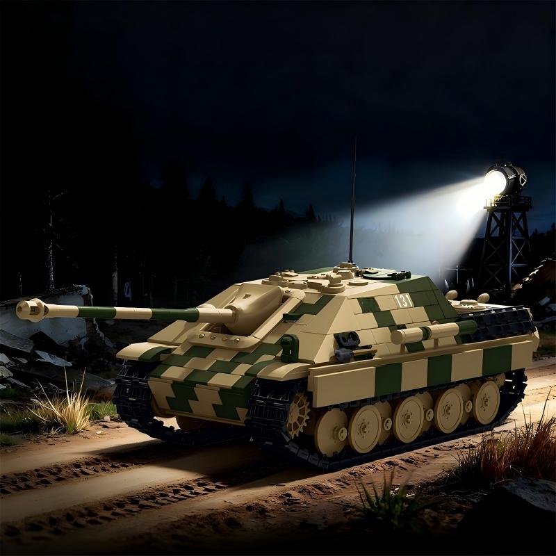 TK8005 1:8 Jagdpanther Tank Building Blocks, 1463 PCS WW2 Camouflage Tank Static Model, Adult Collectible Building Brick Gift