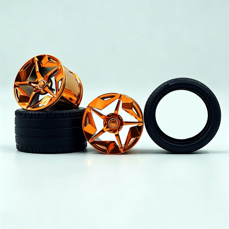 GULY 3# Wheel Rims, 6.6cm OD 4.4cm Width, 1:8 Scale Building Block Rims, Compatible with Technic 42115 42083 Car Model, MOC Replacement Parts, 5 Colors Available, Rims Only or Rims with Tires Option