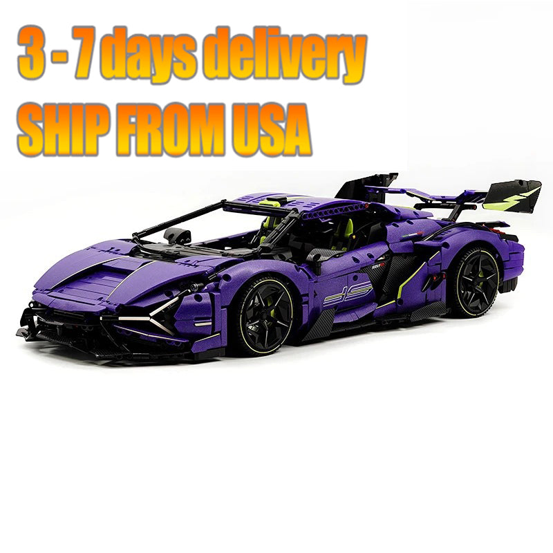 GULY-10635 1:8 Sports Car Lambo Building Block Set 3654pcs Adult Collector Collectible Model Kit