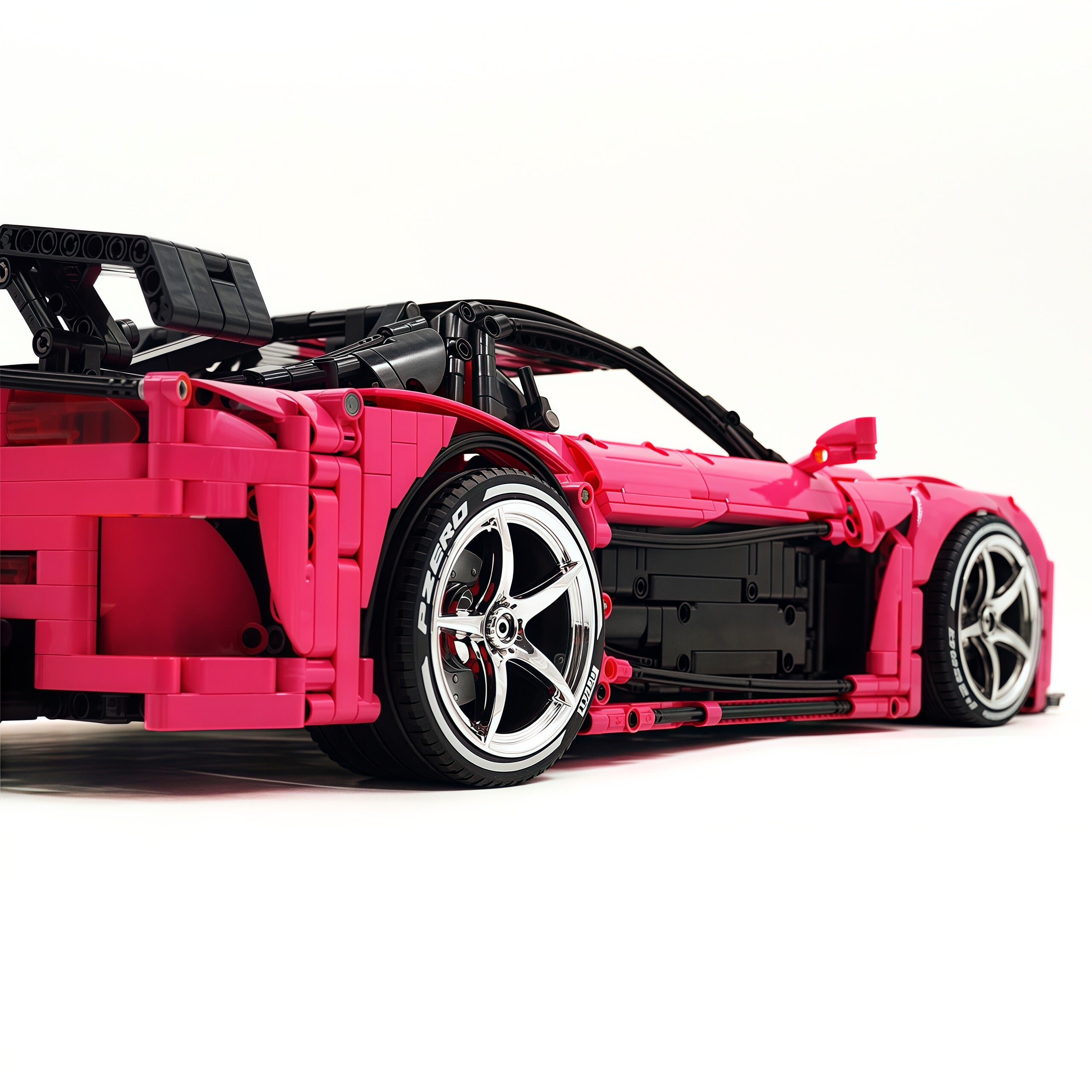 CADA-C61502 1:8 Sports Car Mazda RX-7 Custom pink Building Block Set 3304pcs Adult Collector Collectible Model Kit
