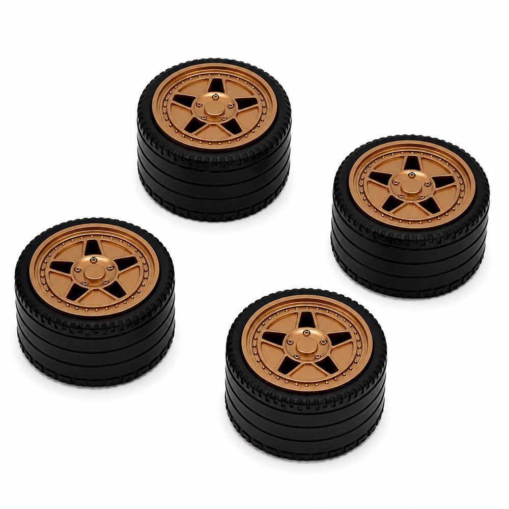 F40 Custom Wheel Rims, 1:8 Scale Building Block Wheels, Size 4.4cm x 6.5cm, Compatible with Technic 42115 42083 MOC Car Model, 4 Colors Available White/Black/Silver/Gold, Building Bricks Modification Accessories
