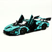 GULY-10635 1:8 Sports Car Lambo Custom Blue-green Building Block Set 3654pcs Adult Collector Collectible Model Kit