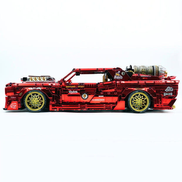GULY-10637 1:8 Sports Car Dodge Challenger Custom Red Building Block Set 3751pcs Adult Collector Collectible Model Kit