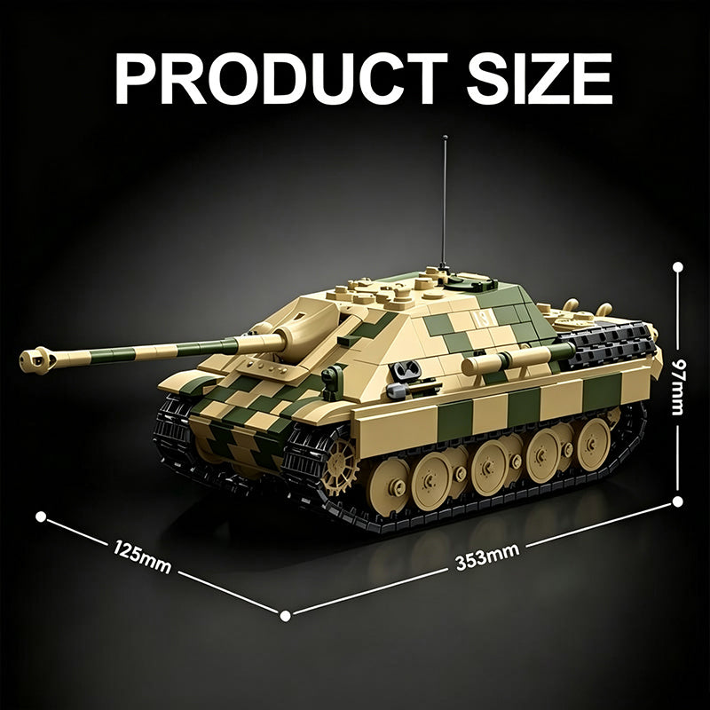 TK8005 1:8 Jagdpanther Tank Building Blocks, 1463 PCS WW2 Camouflage Tank Static Model, Adult Collectible Building Brick Gift