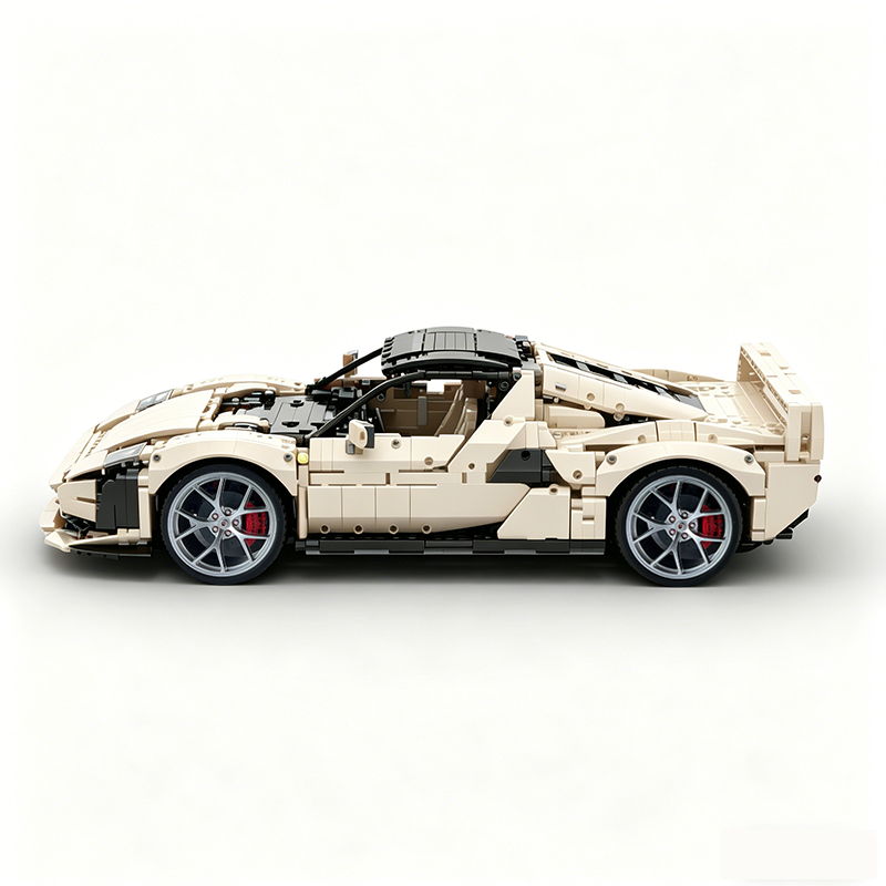 MOC-261024 1:8 Sports Car Ferrarl SC40 Building Block Set 2898pcs Collectible Model Kit with Custom Wheels