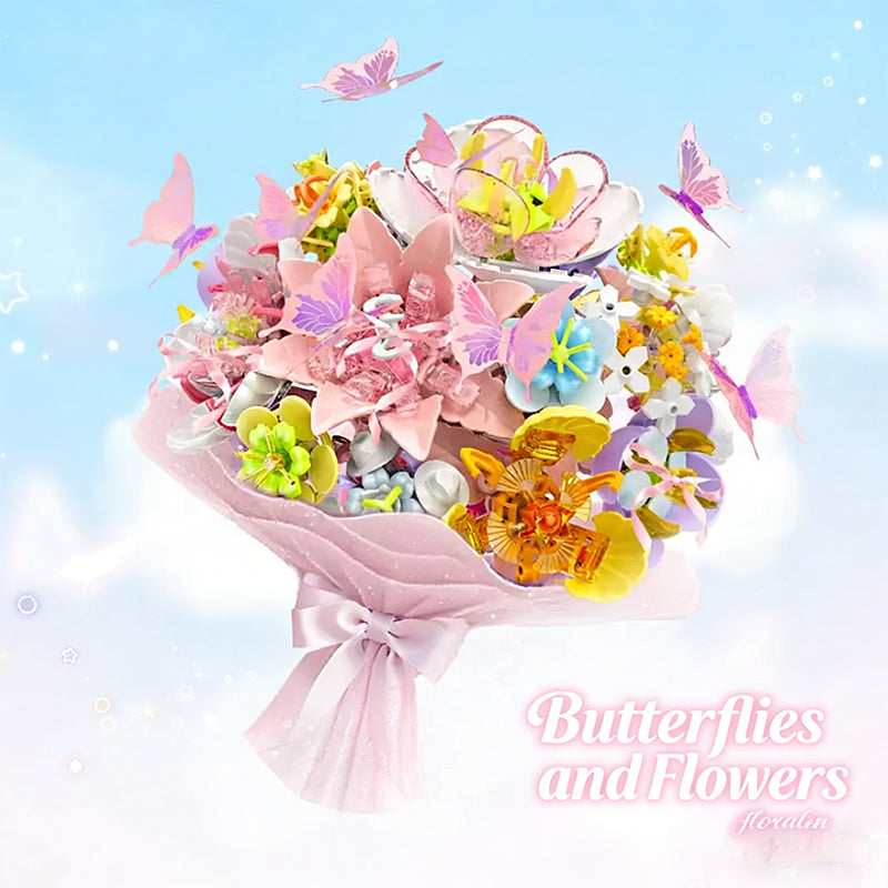 Flower Island Butterfly Bouquet Building Blocks Collectible Display-worthy