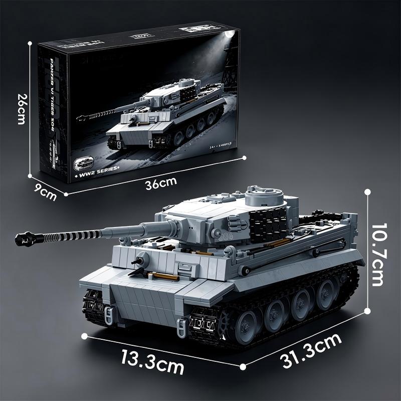 TK8001 1:8 Tiger I Tank Building Blocks, 1544 PCS WW2 Military Tank Model, Adult Collectible Building Brick Gift