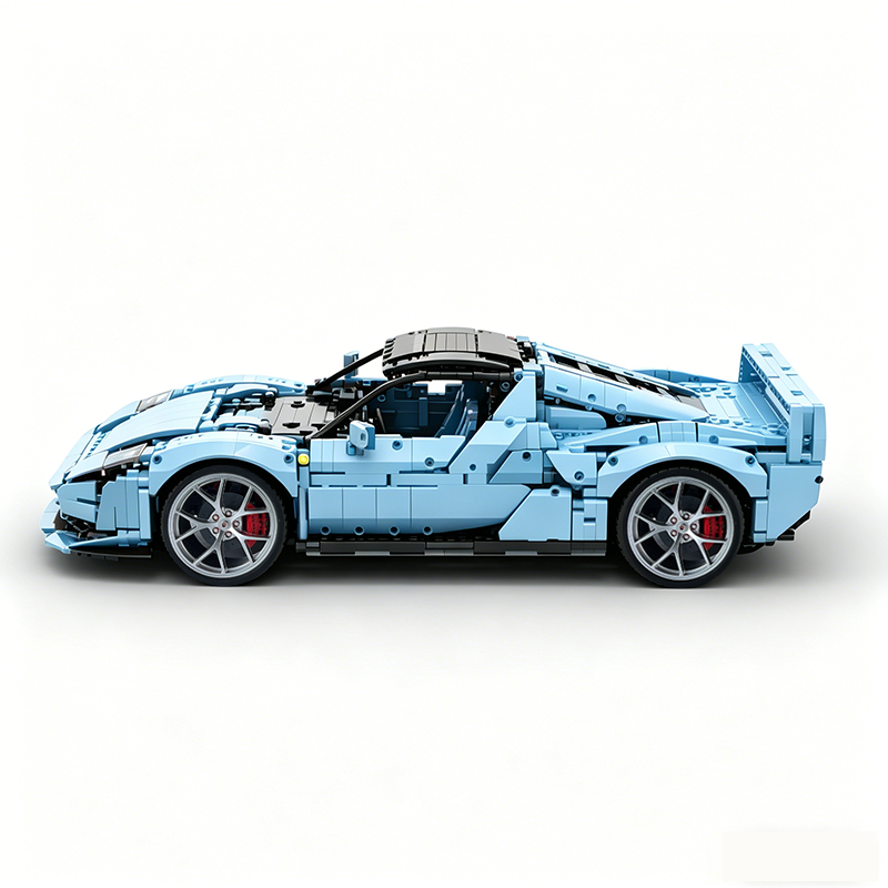 MOC-261024 1:8 Sports Car Ferrarl SC40 Building Block Set 2898pcs Collectible Model Kit with Custom Wheels