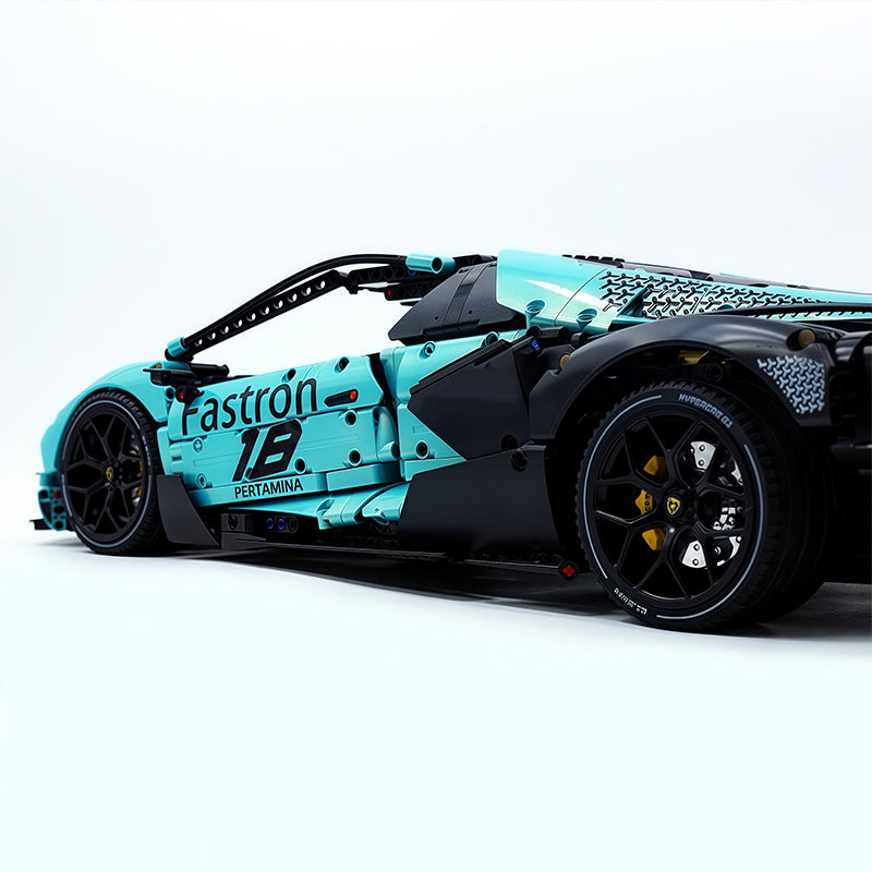 TGL-SCV12 1:8 Sports Car Lamborghini Custom Bule Building Block Set 4100pcs Adult Collector Collectible Model Kit