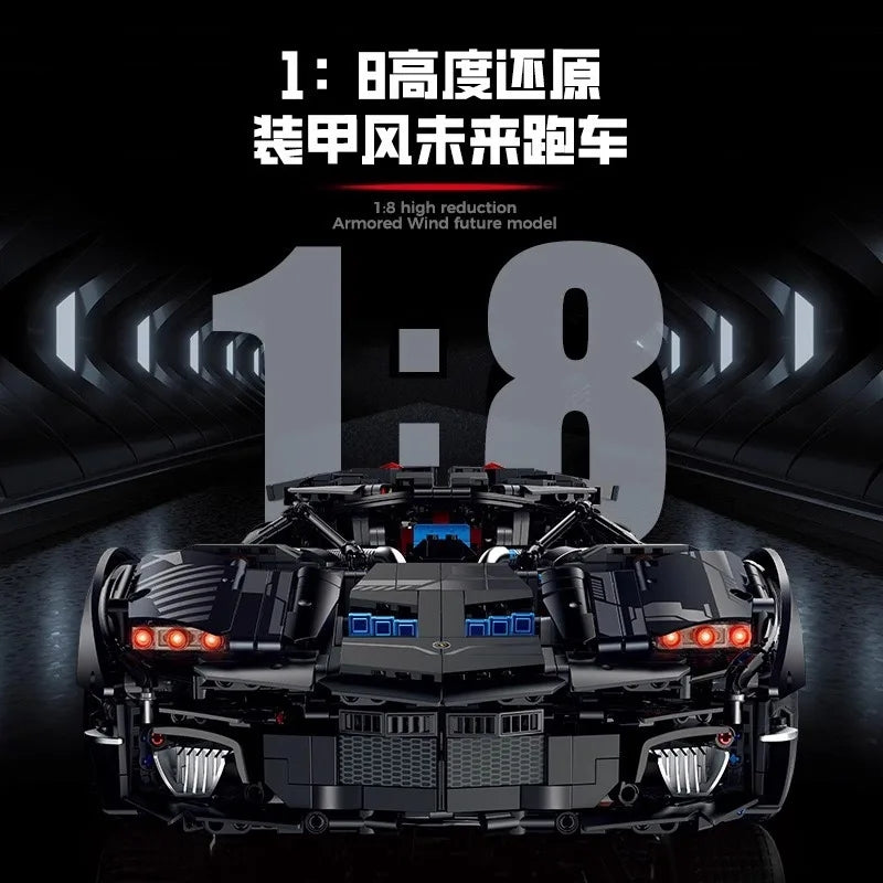 GULY 10618 Technic Armored Hypercar Building Blocks Set, 1:8 Scale Sports Car Model Kit, 4290 PCS Collectible Race Car Bricks Toy for Adults & Teens, No Motor, Paper Instruction Only